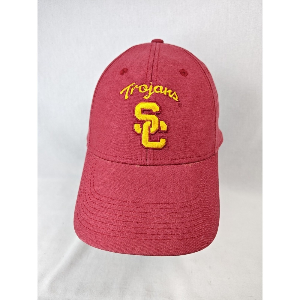 Vintage Nike USC Trojans Hat Cap One Size Red Gold Yellow Embroid Swoosh Stretch